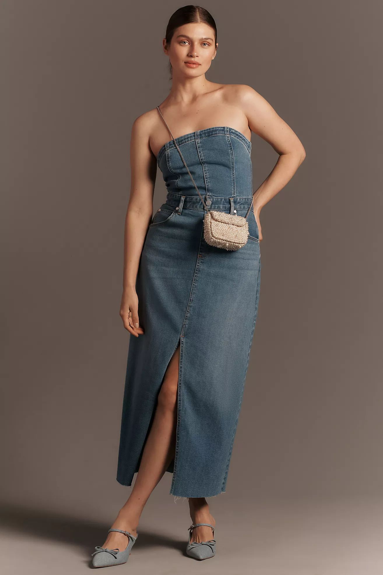 The Madi Front-Slit Denim Dress by Pilcro | Anthropologie (US)