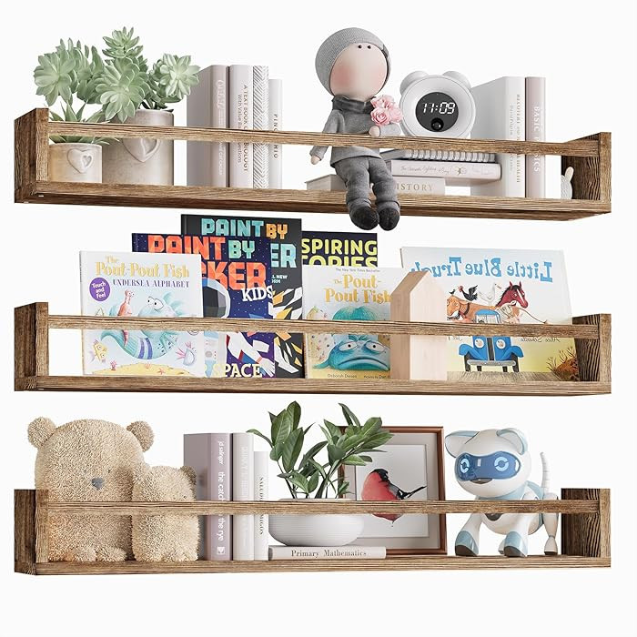 Fixwal Nursery Book Shelves for Kids Rooms, 23.6 Inch Floating Bookshelves for Wall Set of 3, Bab... | Amazon (US)