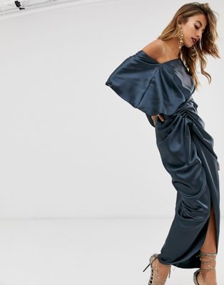 ASOS EDITION drape asymmetric maxi dress in satin | ASOS US