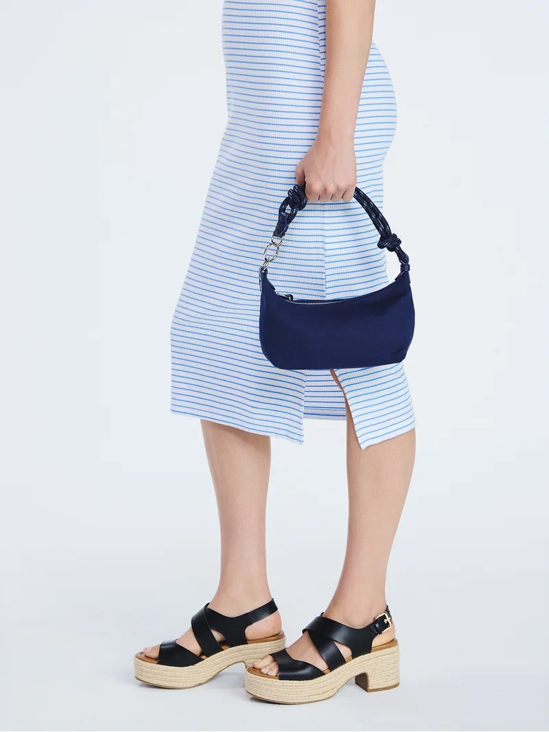 Free Assembly Women's Canvas Shoulder Bag, Navy | Walmart (US)