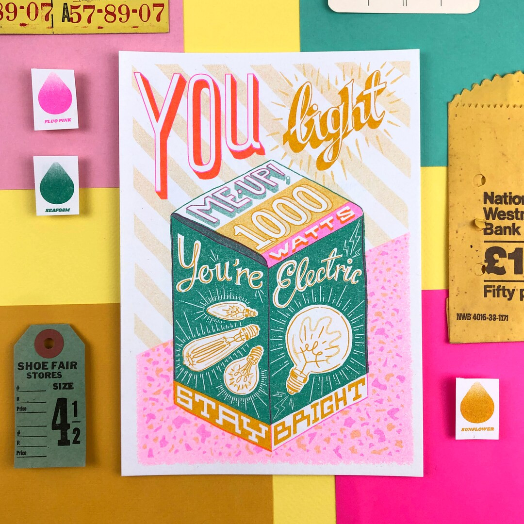A5 'You Light me Up!' Risograph print | Etsy (US)