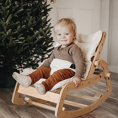 FUNNY SUPPLY Toddler Rocker Multi Baby Wooden Lounge Chair with Cushion Booster Seat Belt 3 in 1 ... | Amazon (US)