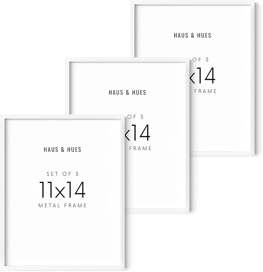 Haus and Hues 11x14 Picture Frame Set of 3 - White Frames, 11x14 White Frames, 14x11 White Frames... | Amazon (US)