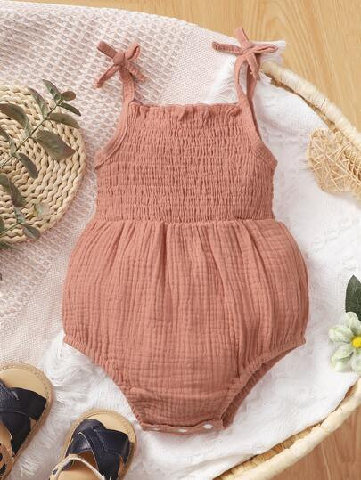 Baby Solid Shirred Detail Bodysuit
   SKU: sa2111033710162825      
          (351 Reviews)
     ... | SHEIN