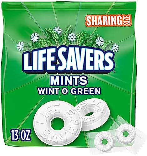 LIFE SAVERS Wint O Green Hard Mints, Individually Wrapped, Sharing, 13 oz | Amazon (US)