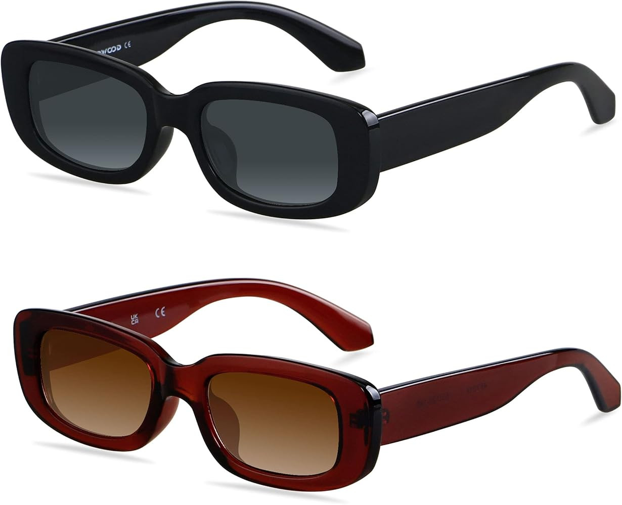 Rectangle Sunglasses for Women Square Frames Trendy Retro Vintage 90s UV Protection Sun Glasses S... | Amazon (US)