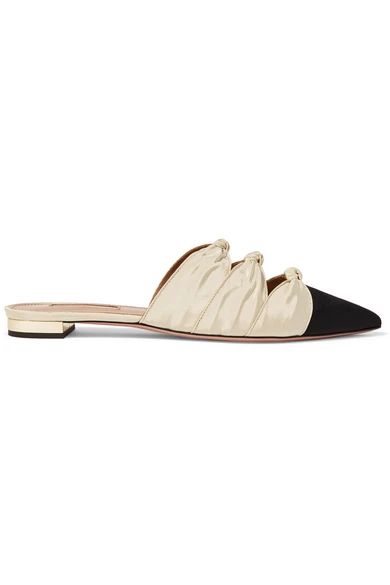 Aquazzura - Mondaine Two-tone Knotted Faille Slippers - Black | NET-A-PORTER (UK & EU)