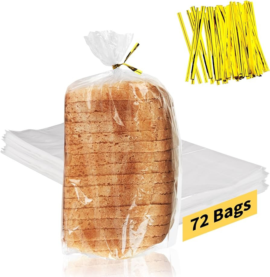 Bread Bags with Ties, 72 Pack Clear Bread Bags for Homemade Bread and 100 Ties, Adjustable Reusab... | Amazon (US)