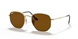 Ray-Ban RB3548N Hexagonal Flat Lens Sunglasses, Gold/Polarized B-15 Brown, 51 mm | Amazon (US)