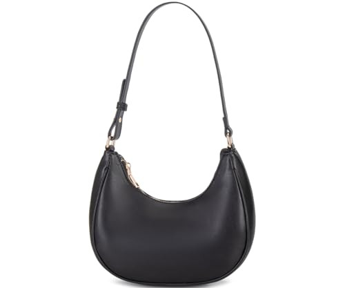 WSRYDJDL Crescent Shoulder Bags for Women Cute Hobo Tote Handbag Under the Arm Purses Mini Clutch Purse with Zipper Closure (Black) | Amazon (US)