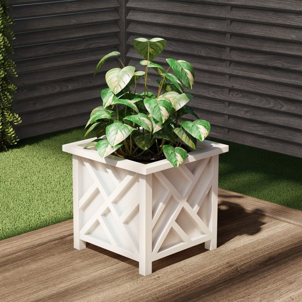 Plant Pot Holder, Planter Container Box by Pure Garden, White - Walmart.com | Walmart (US)