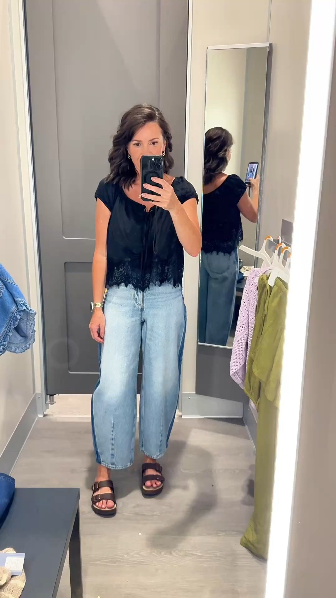 Love them or hate them barrel jeans are here to stay. I’m personally a fan - they are so versitile and can be styled for any season. This cute little top is darling with the lace detail - dress up for work or down. 

I’m wearing a size 4 in the jeans and a small top.

#LTKOver40 #LTKootd #LTKSaleAlert