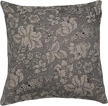 Creative Co-Op 20" Square Cotton Slub Floral Pattern Pillow, 1 Count (Pack of 1), Black & Cream | Amazon (US)