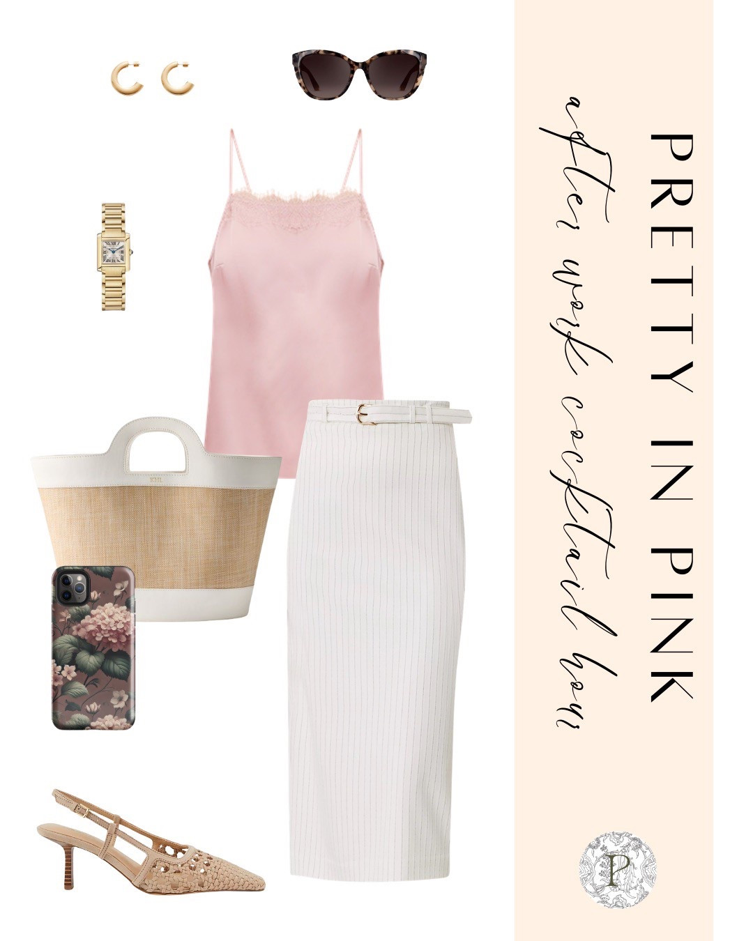 Pretty in pink, polished in practice.
This look is for the woman who wraps up her workday and walks straight into golden hour cocktails with quiet grace and a touch of charm. The blush lace-trim camisole paired with a belted ivory pencil skirt makes for a timeless silhouette, while woven slingbacks and a structured tote keep things modern, feminine, and elevated.

The finishing touch? A vintage-inspired Petalume phone cover—floral, romantic, and a little unexpected.

Style tip: A silk cami instantly softens a structured skirt—perfect for transitioning from office to evening.

Phone cover available exclusively at www.petalumecovers.com. All other outfit details are linked below on LTK.

#romanticstyle #parisianvibes #officeoutfitinspo #eveningstyleedit #petalumestyle #floralphonecase #softfeminineaesthetic #elevatedessentials #ltkstyleguide #effortlesschic

#LTKStyleTip #LTKWorkwear #LTKOver40