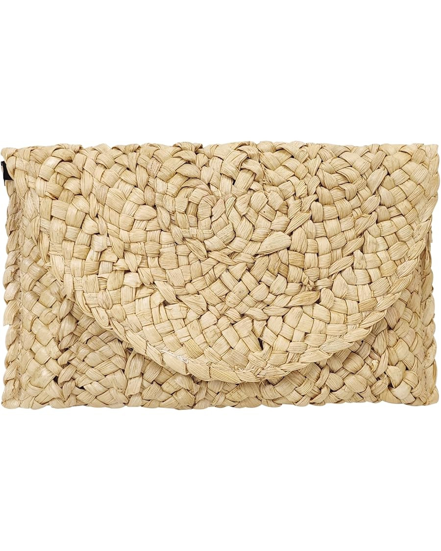 Women's Natural Straw Woven Envelope Clutch with Magnetic Closure Purse Handbag Summer 2025 Beach... | Amazon (US)