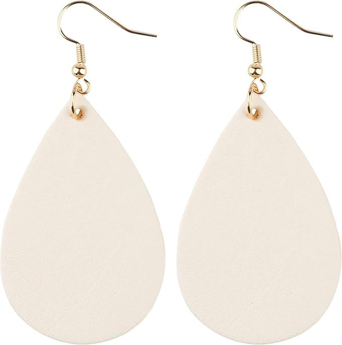 Genuine Leather Earrings Dangle Drop for Women Teen Girls, Teardrop Earrings Lightweight, Gifts f... | Amazon (US)
