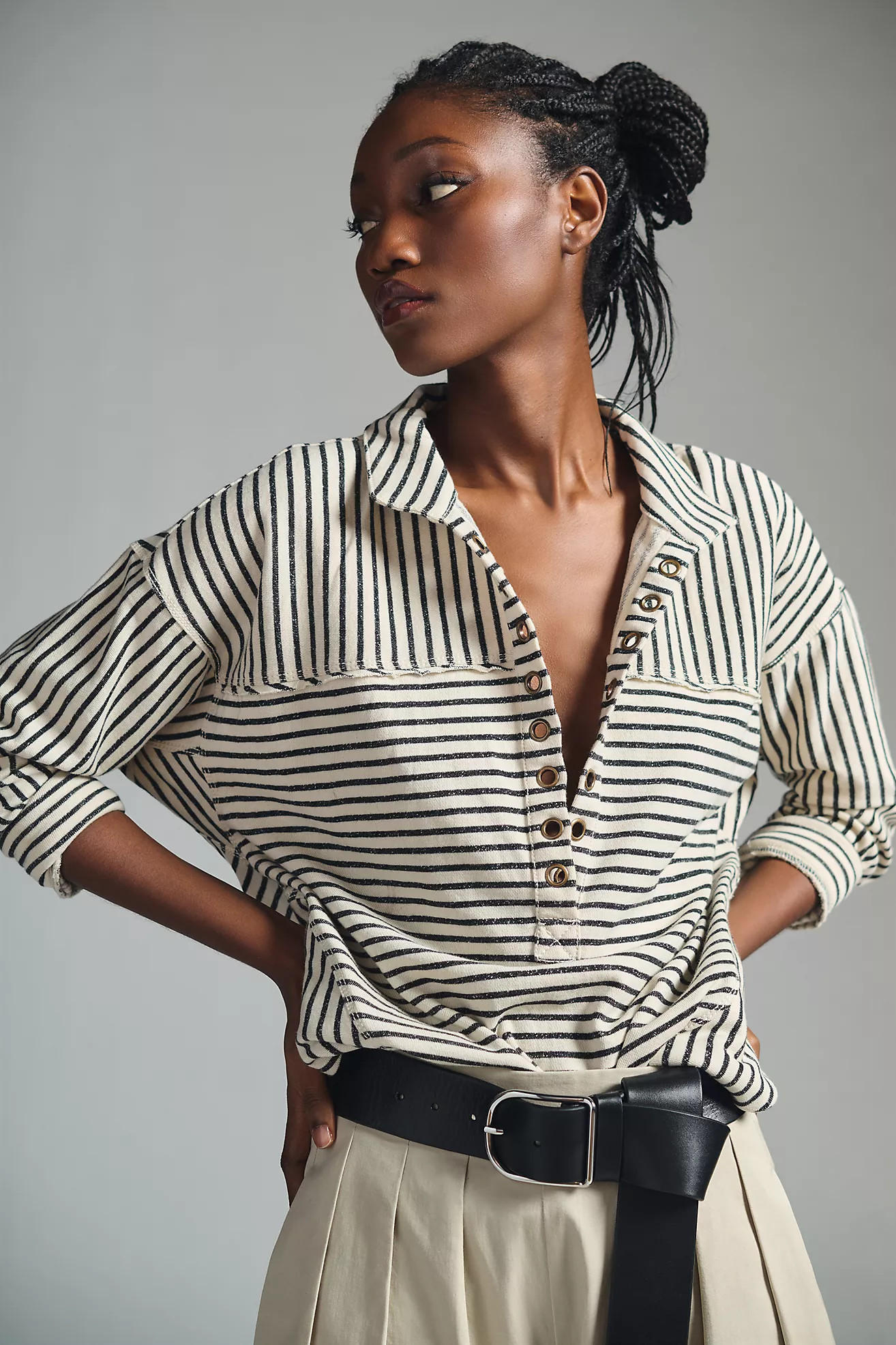 Pilcro Spliced Henley Top | Anthropologie (US)