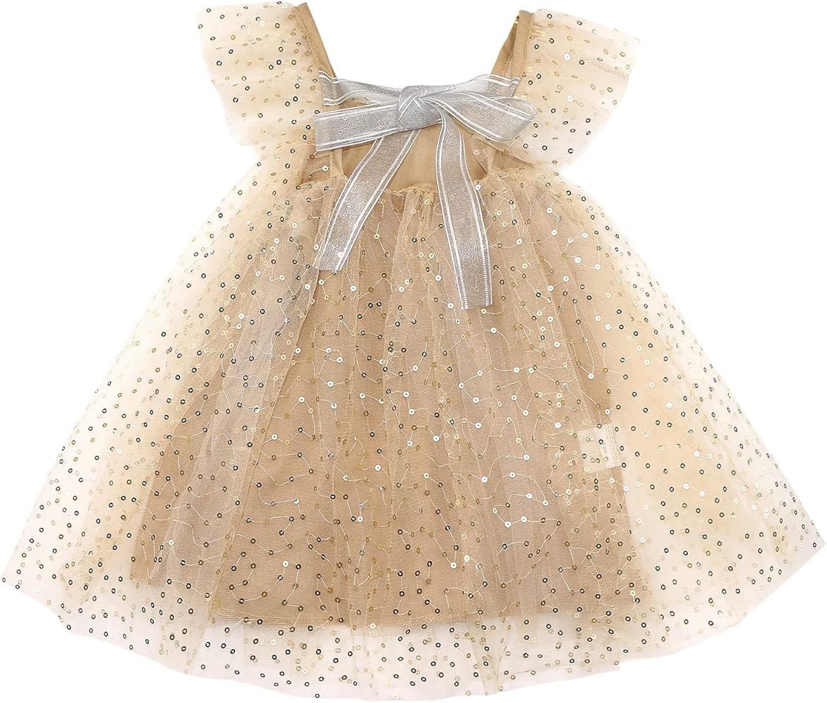 AGQT Baby Girls Tulle Tutu Dress Sleeveless Sequin Layered Dresses Size 6M-4T | Amazon (US)