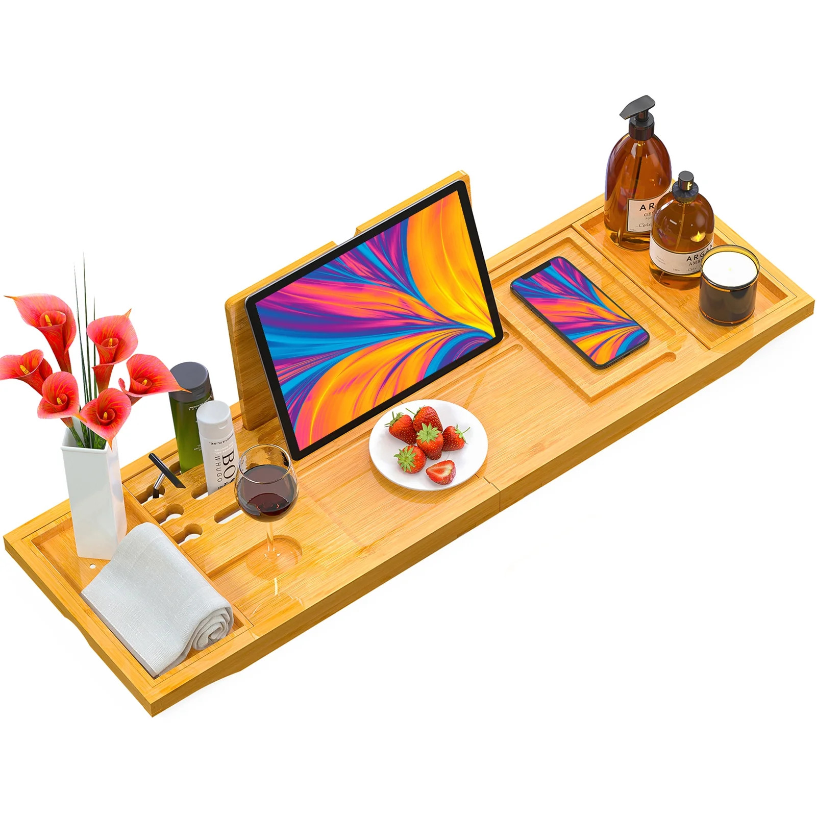 Kalrin Bath Tray, Bamboo Bathtub Caddy Tray Extendable Spa Organizer Tray for Bathroom, Premium B... | Walmart (US)