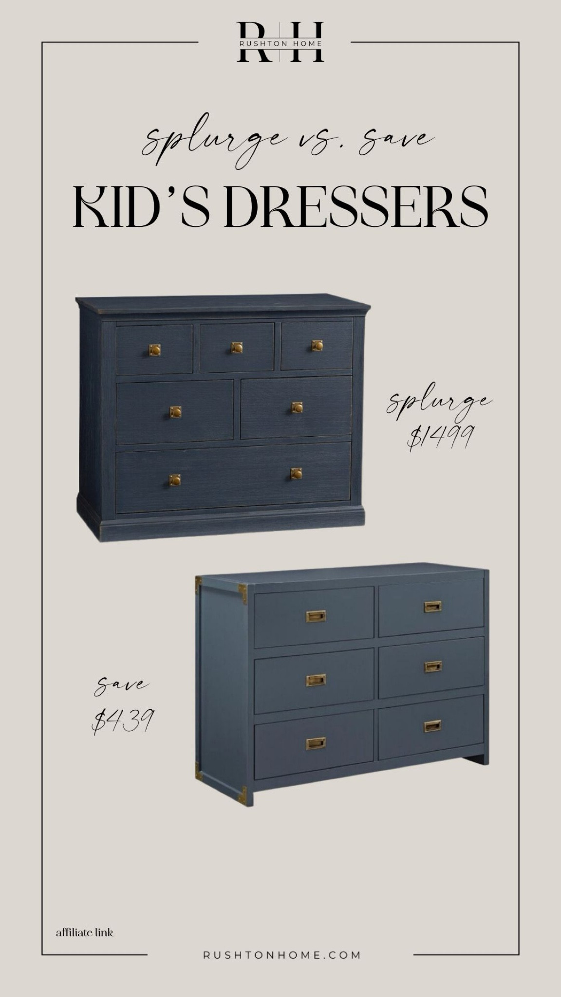 Splurge versus save kids dressers.

Bedroom furniture, little boys room, kids room, kids dresser, kids chest of drawers, pottery barn dupe

#LTKHome