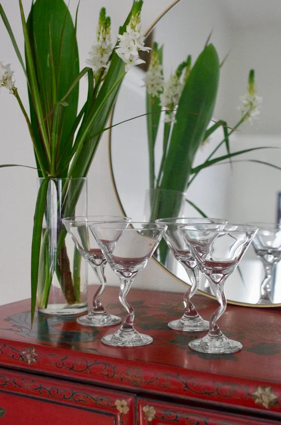 Vintage Libbey Z Stem Martini Glasses, Libbey Co Glassware, Zig Zag Stem Martini Glass, Retro Coc... | Etsy (US)
