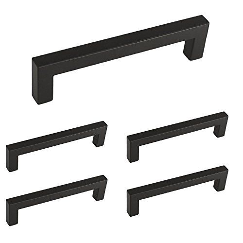 5 Pack goldenwarm Black Square Bar Pull Modern Cabinet Handles - HDJ12BK 5in Hole Centers Cabinet... | Walmart (US)