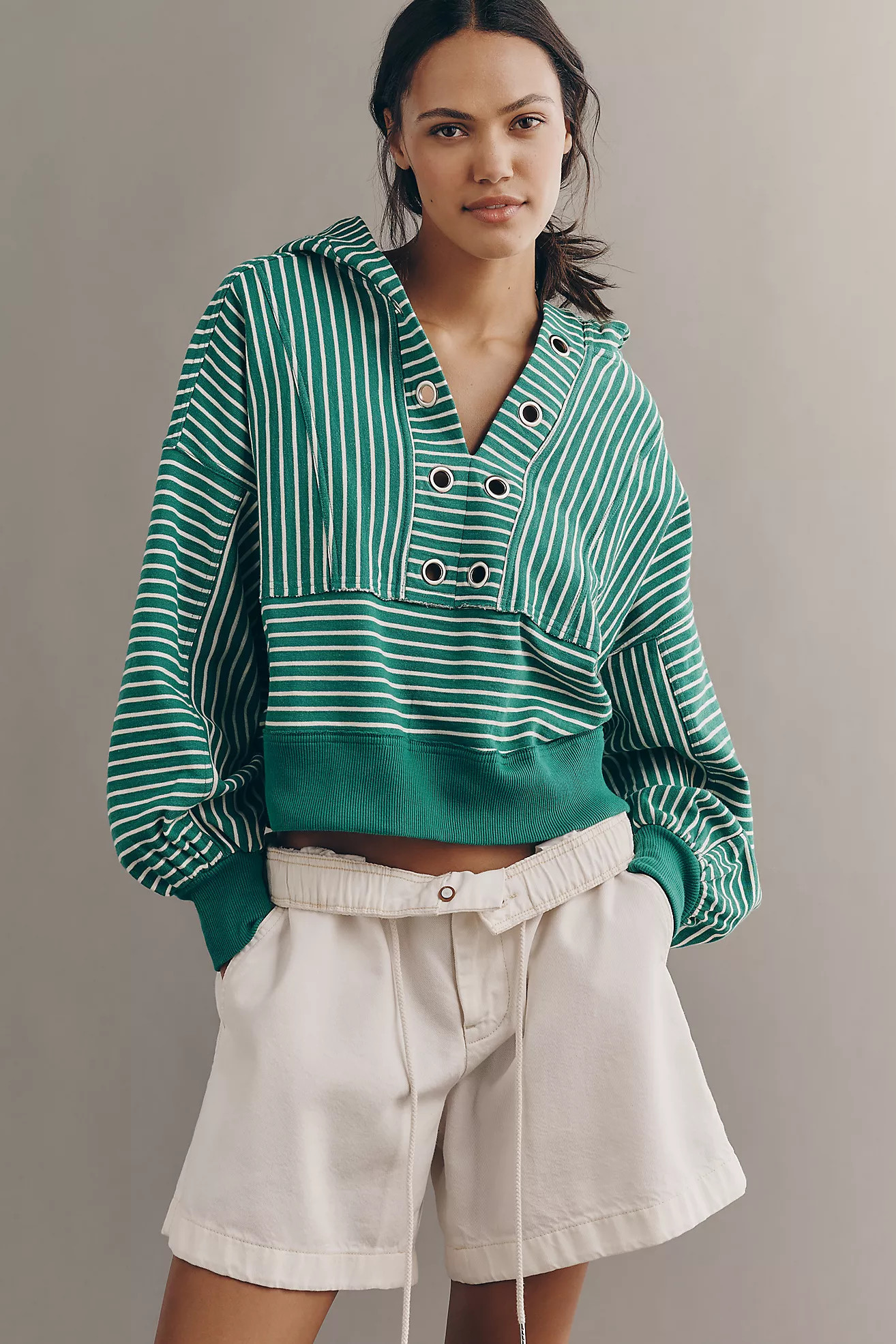 Pilcro Cotton Grommet Hooded Sweatshirt | Anthropologie (US)
