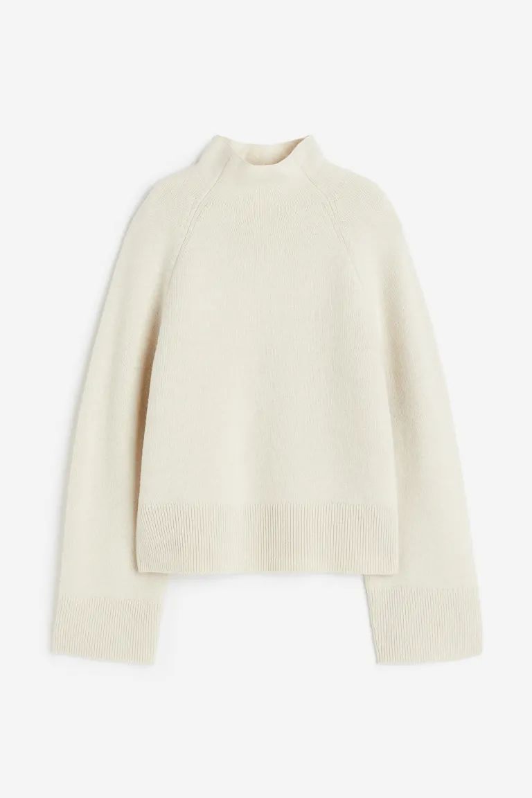 Wool-blend Mock-turtleneck Sweater - Gray melange - Ladies | H&M US | H&M (US + CA)
