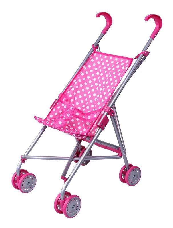 Precious Toys Pink & White Polka Dots Foldable Doll Stroller with swivel wheels | Walmart (US)