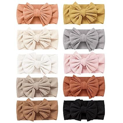Niceye Pack of 10, Baby Girls Headbands with Bows Handmade Hair Accessories Stretchy Hairbands fo... | Amazon (US)