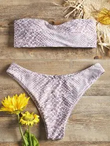 Bandeau Stone Print Bathing Suit | ZAFUL (Global)