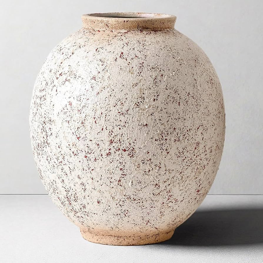Large Round Ceramic Vase, 9.8\u201c H, Red White Speckled | Amazon (US)