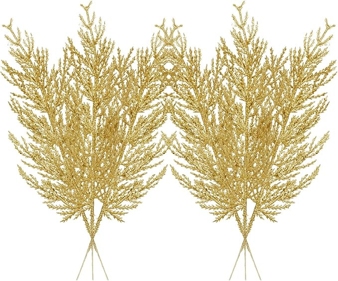 Christmas Glitter Stems 24pcs Artificial Pine Tree Picks for Christmas Tree Ornaments fillers, DI... | Amazon (US)