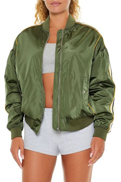Varsity Zip-Up Bomber Jacket | Forever 21