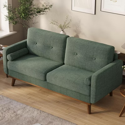 Mid Century Modern Loveseat 65" – Button Tufted Sofa Couch with Wood Legs & Trim, Upholstered Love Seat for Living Room, Bedroom & Office | Target