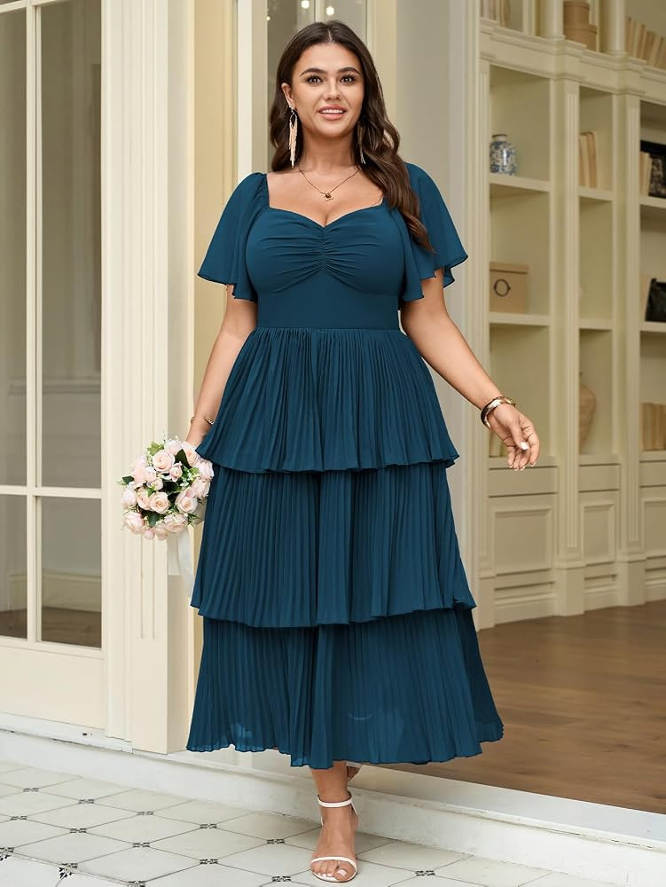 SCOMCHIC Women's Plus Size Formal Wedding Guest Evening Party Dress | Amazon (US)