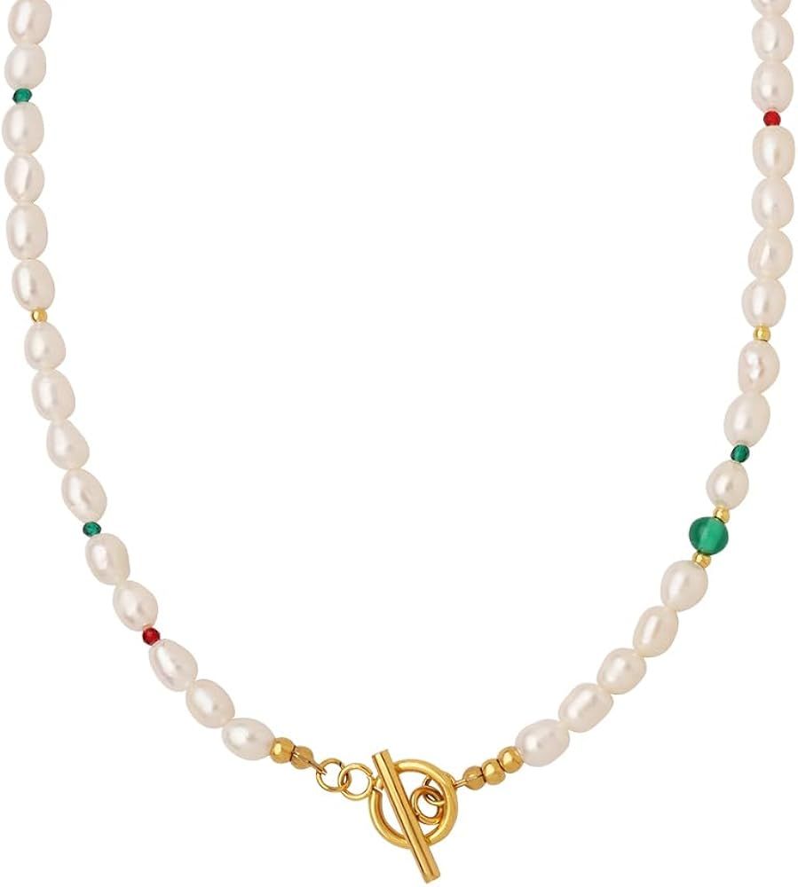 Fleshwater White Pearl Cross Choker Necklace for Women, Beaded White Boho Cute Handmade Vintage C... | Amazon (US)