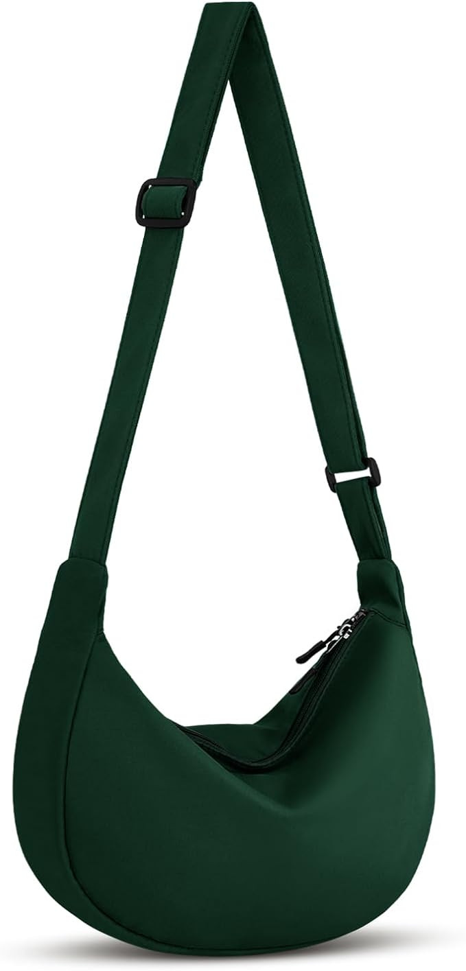 Crossbody Sling Bag for Women Men Trendy, Crescent Bag with Adjustable Strap, 2 Zippers Lightweig... | Amazon (US)