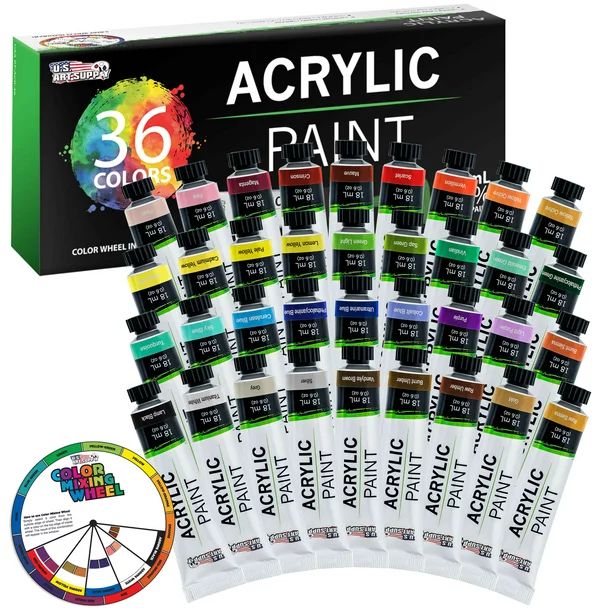 U.S. Art Supply Professional 36 Color Set of Acrylic Paint in Large 18ml Tubes - Rich Vivid Color... | Walmart (US)