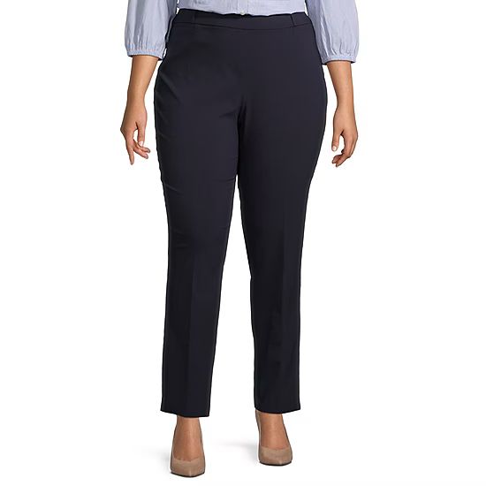 Liz Claiborne Plus Womens Amy Mid Rise Straight Pull-On Pants | JCPenney