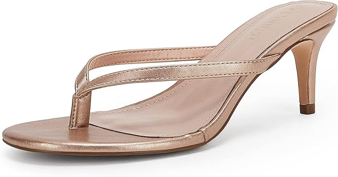 Coutgo Women's Kitten Heel Flip Flops Slip On Thong Slide Sandals Comfortable Summer Beach Shoes | Amazon (US)