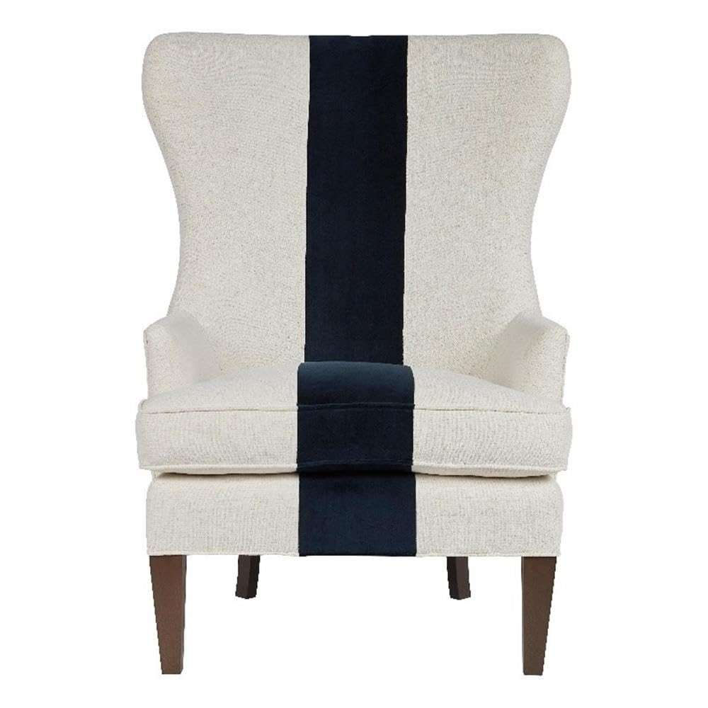Coastal Living Soft White Surfside Wing Chair Midnight Navy Stripe | Amazon (US)