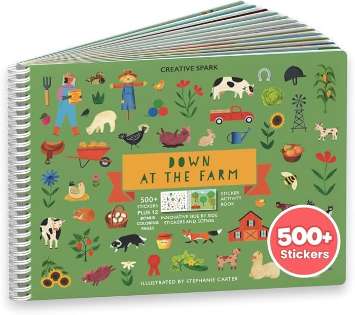 Cupkin Farm Animal Sticker Book Activity for Kids, Toddler Airplane Travel Essentials, 500+ Horse... | Amazon (US)