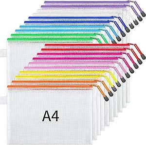 JARLINK 20 Pack 10 Colors Zipper Mesh Document Pouch, Letter Size/A4 Size, Plastic Water-Resistan... | Amazon (US)