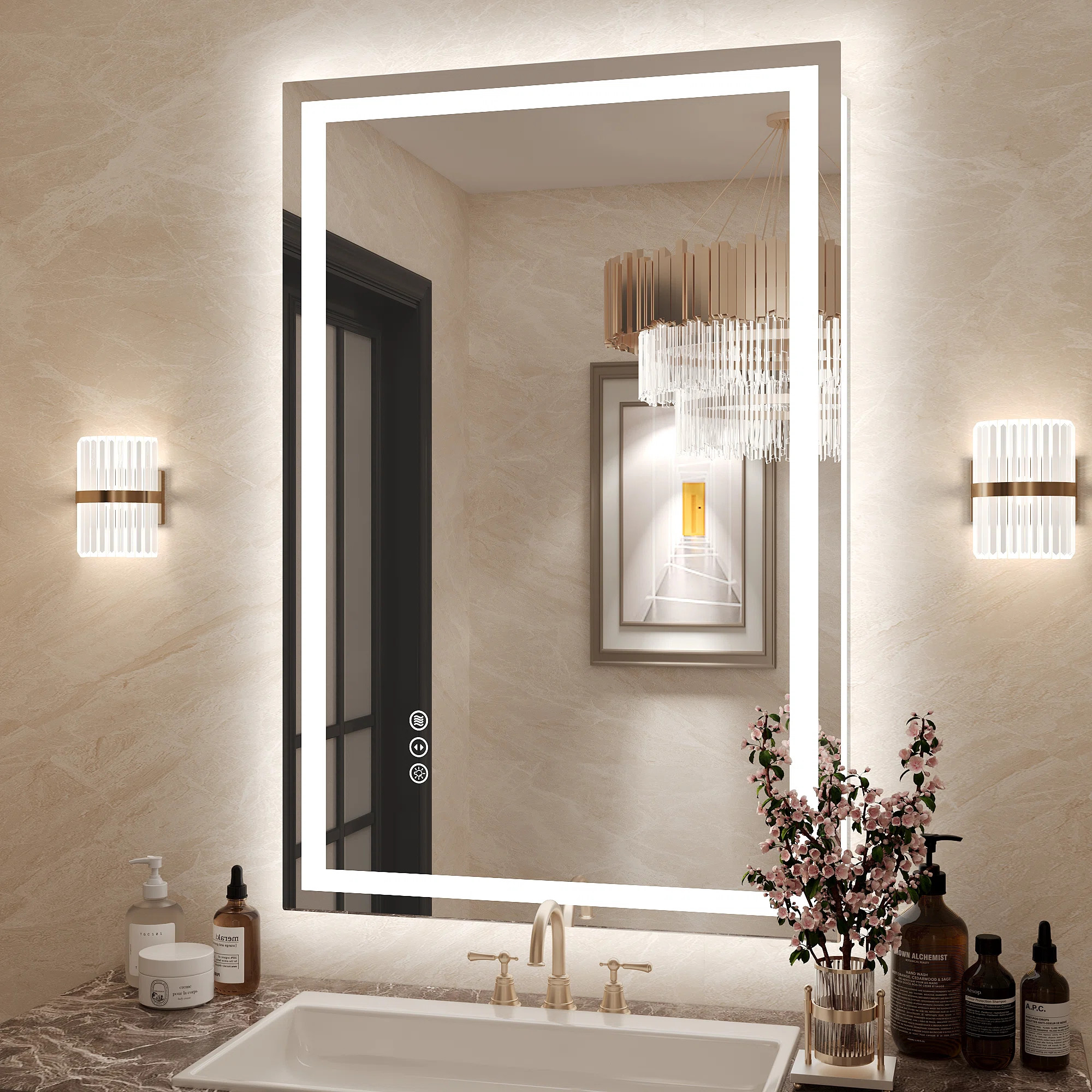 Molly Frameless LED Front Light and Backlit 3 Colors Dimmable Anti-Fog Wall Bathroom Vanity Mirro... | Wayfair North America