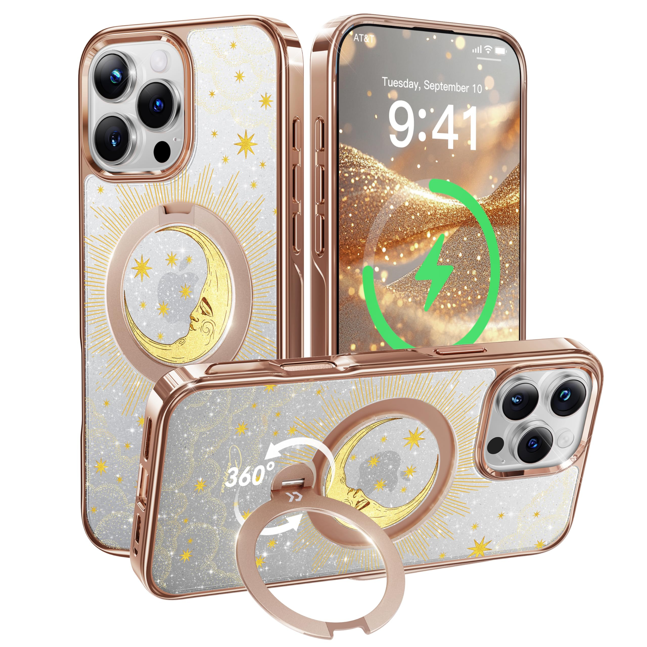 CASEKOO The Cocorrina Moon Tarot Glitter 360° Spin Built-in Magnetic Stand for iPhone 15 Pro Max... | Amazon (US)