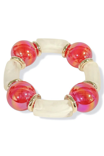 No More Trouble Red Ball and Tube Beaded Bracelet | The Willow Tree
