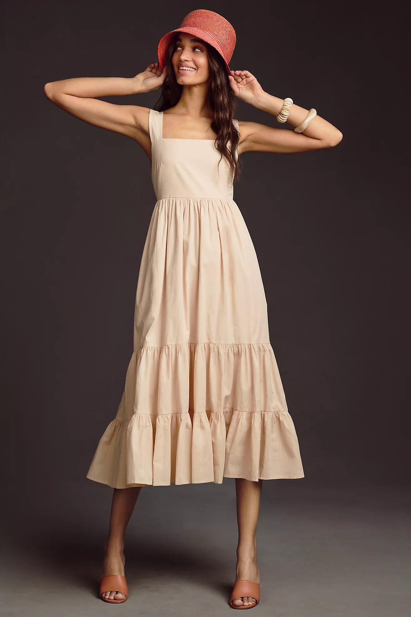 By Anthropologie Square-Neck Tiered Dress | Anthropologie (US)