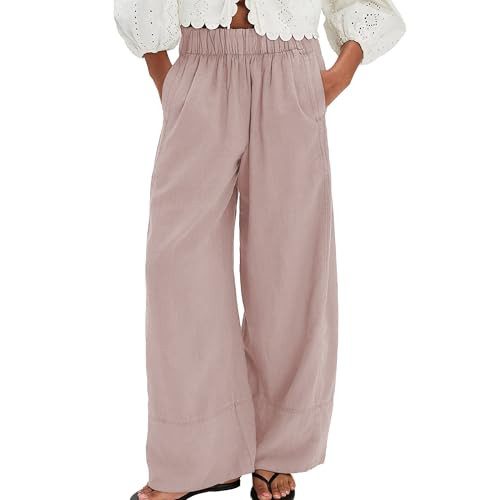 SeeLuNa Linen Pants for Women Cotton Baggy Boho Casual Palazzo Pants Wide Leg Long Lounge Trouser... | Amazon (US)