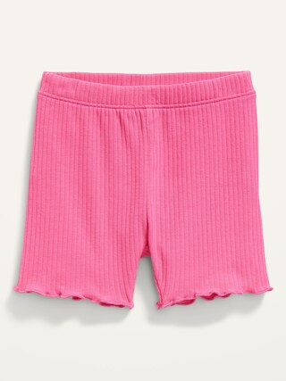 Rib-Knit Lettuce-Edge Biker Shorts for Toddler Girls | Old Navy (US)